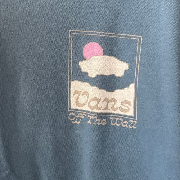 Vans T Shirt Off the Wall Long Sleeve Blue Cotton Knit Casual Skater Spring M - Picture 2 of 4